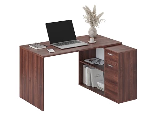 RICOO Schreibtisch klein 136 x 101 x 75 cm Eiche WM083-OW braun Bürotisch Eckschreibtisch von RICOO