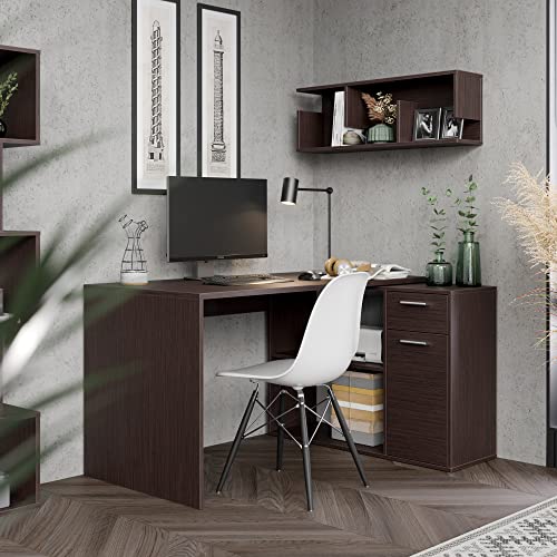 RICOO Schreibtisch klein 136 x 101 x 75 cm Eiche WM083-FM Dunkelbraun Bürotisch Eckschreibtisch von RICOO