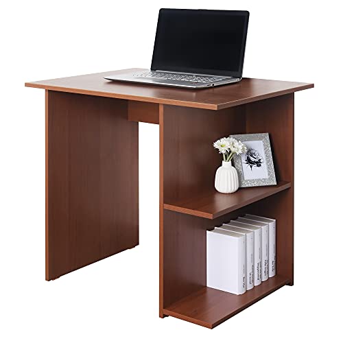 RICOO Schreibtisch klein 82 x 76 x 60 cm Eiche WM089-ER rustikal Dunkelbraun Bürotisch Sekretär von RICOO