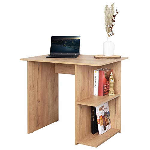 RICOO Schreibtisch klein 82 x 76 x 60 cm WM089-EG Eiche braun – Bürotisch Sekretär von RICOO