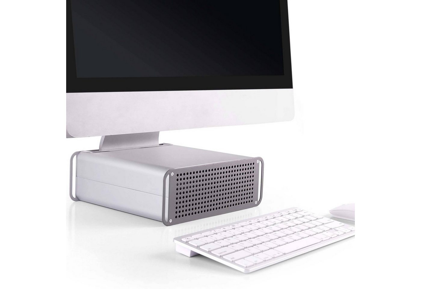 RICOO Schreibtischaufsatz MTS-03, iMac Ständer Monitorständer Monitorerhöhung mit Stauraum Tisch Aufsatz von RICOO