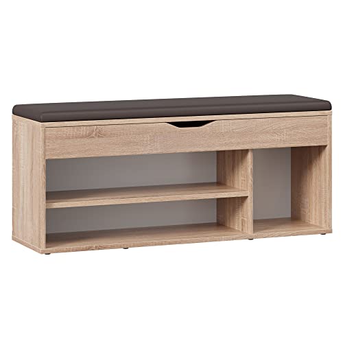 RICOO Schuhbank mit Sitzfläche 104x49x30cm Pressholz Eiche Sonoma Schuhregal mit Sitzbank mit Stauraum WM034-ES-B Schuhschrankbank, Schuhregal mit Sitzkissen Aufklappbar, Sitzbänke & Truhen Flur RICOO Schuhbank mit Sitzfläche 104x49x30cm Pressholz Eiche Sonoma Schuhregal mit Sitzbank mit Stauraum WM034-ES-B Schuhschrankbank, Schuhregal mit Sitzkissen Aufklappbar, Sitzbänke & Truhen Flur von RICOO