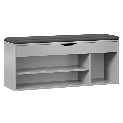 RICOO Schuhbank mit Sitzfläche 104x49x30cm Pressholz Grau Schuhregal mit Sitzbank mit Stauraum WM034-PL-A Schuhschrankbank, Schuhschrank mit Sitzkissen Aufklappbar, Sitzbänke & Truhen Flur Ablage RICOO Schuhbank mit Sitzfläche 104x49x30cm Pressholz Grau Schuhregal mit Sitzbank mit Stauraum WM034-PL-A Schuhschrankbank, Schuhschrank mit Sitzkissen Aufklappbar, Sitzbänke & Truhen Flur Ablage von RICOO