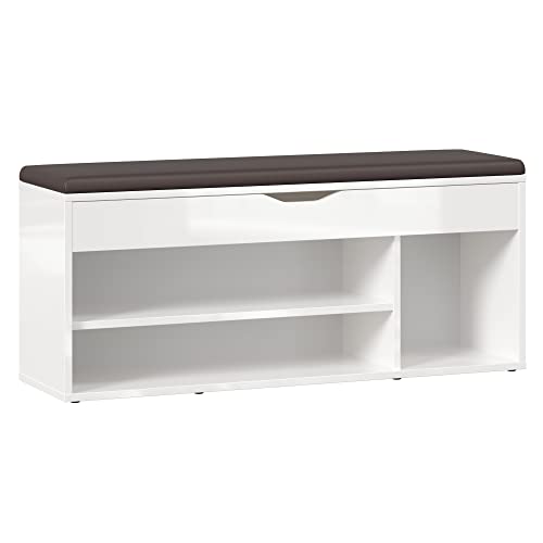 RICOO Schuhbank mit Sitzfläche 104x49x30cm Pressholz Weiß Schuhregal mit Sitzbank mit Stauraum WM034-W-B Schuhschrankbank, Schuhschrank mit Sitzkissen Aufklappbar Sitzbänke & Truhen Flur Ablage RICOO Schuhbank mit Sitzfläche 104x49x30cm Pressholz Weiß Schuhregal mit Sitzbank mit Stauraum WM034-W-B Schuhschrankbank, Schuhschrank mit Sitzkissen Aufklappbar Sitzbänke & Truhen Flur Ablage von RICOO