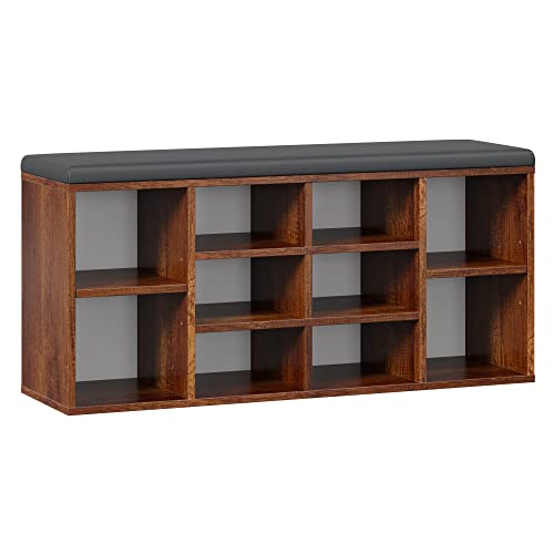 RICOO Schuhbank mit Sitzfläche & Stauraum 104x49x30cm Pressholz Eiche Dunkel, Schuhregal mit Sitzkissen WM033-EC-A, Schuhschrank mit Sitzbank Bank mit Schuhablage Garderobenbank Sitzbänke & Truhen RICOO Schuhbank mit Sitzfläche & Stauraum 104x49x30cm Pressholz Eiche Dunkel, Schuhregal mit Sitzkissen WM033-EC-A, Schuhschrank mit Sitzbank Bank mit Schuhablage Garderobenbank Sitzbänke & Truhen von RICOO