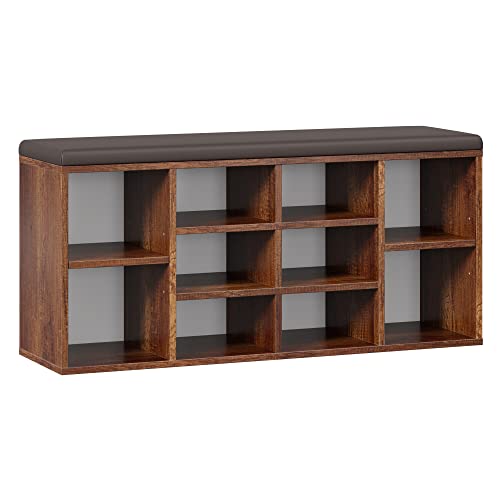 RICOO Schuhbank mit Sitzfläche & Stauraum 104x49x30cm Pressholz Eiche Dunkel, Schuhregal mit Sitzkissen WM033-EC-B, Schuhschrank mit Sitzbank Bank mit Schuhablage Garderobenbank Sitzbänke & Truhen RICOO Schuhbank mit Sitzfläche & Stauraum 104x49x30cm Pressholz Eiche Dunkel, Schuhregal mit Sitzkissen WM033-EC-B, Schuhschrank mit Sitzbank Bank mit Schuhablage Garderobenbank Sitzbänke & Truhen von RICOO