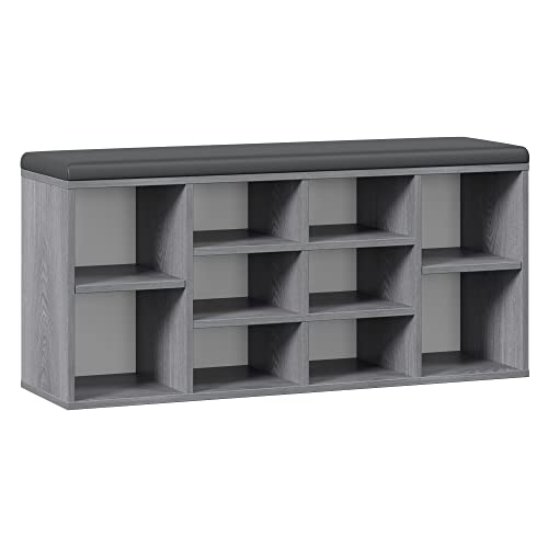 RICOO Schuhbank mit Sitzfläche & Stauraum 104x49x30cm Pressholz Eiche Grau, Schuhregal mit Sitzkissen WM033-EH-A, Schuhschrank mit Sitzbank Bank mit Schuhablage Garderobenbank Sitzbänke & Truhen RICOO Schuhbank mit Sitzfläche & Stauraum 104x49x30cm Pressholz Eiche Grau, Schuhregal mit Sitzkissen WM033-EH-A, Schuhschrank mit Sitzbank Bank mit Schuhablage Garderobenbank Sitzbänke & Truhen von RICOO