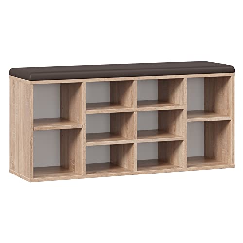 RICOO Schuhbank mit Sitzfläche & Stauraum 104x49x30cm Pressholz Eiche Sonoma, Schuhregal mit Sitzkissen WM033-ES-B, Schuhschrank mit Sitzbank Bank mit Schuhablage Garderobenbank Sitzbänke & Truhen RICOO Schuhbank mit Sitzfläche & Stauraum 104x49x30cm Pressholz Eiche Sonoma, Schuhregal mit Sitzkissen WM033-ES-B, Schuhschrank mit Sitzbank Bank mit Schuhablage Garderobenbank Sitzbänke & Truhen von RICOO