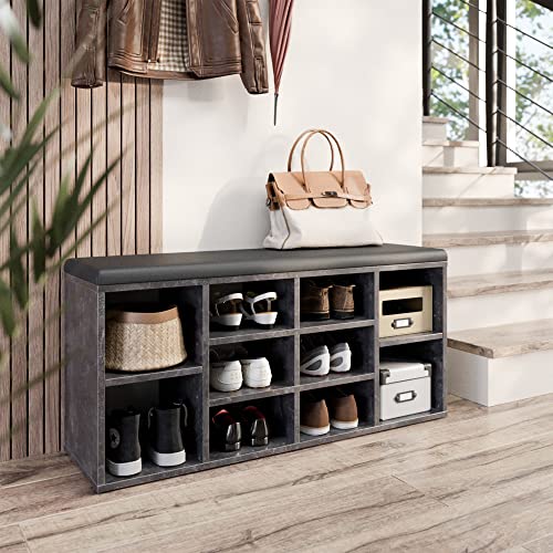 RICOO Schuhbank mit Sitzfläche & Stauraum 104x49x30cm Pressholz Grau, Schuhregal mit Sitzkissen WM033-BG-A, Schuhschrank mit Sitzbank Flur Bank mit Schuhablage Garderobenbank Sitzbänke & Truhen RICOO Schuhbank mit Sitzfläche & Stauraum 104x49x30cm Pressholz Grau, Schuhregal mit Sitzkissen WM033-BG-A, Schuhschrank mit Sitzbank Flur Bank mit Schuhablage Garderobenbank Sitzbänke & Truhen von RICOO
