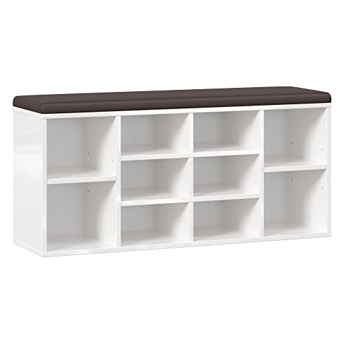 RICOO Schuhbank mit Sitzfläche & Stauraum 104x49x30cm Pressholz Weiß, Schuhregal mit Sitzkissen WM033-W-B, Schuhschrank mit Sitzbank Bank mit Schuhablage Garderobenbank Sitzbänke & Truhen Ablage RICOO Schuhbank mit Sitzfläche & Stauraum 104x49x30cm Pressholz Weiß, Schuhregal mit Sitzkissen WM033-W-B, Schuhschrank mit Sitzbank Bank mit Schuhablage Garderobenbank Sitzbänke & Truhen Ablage von RICOO