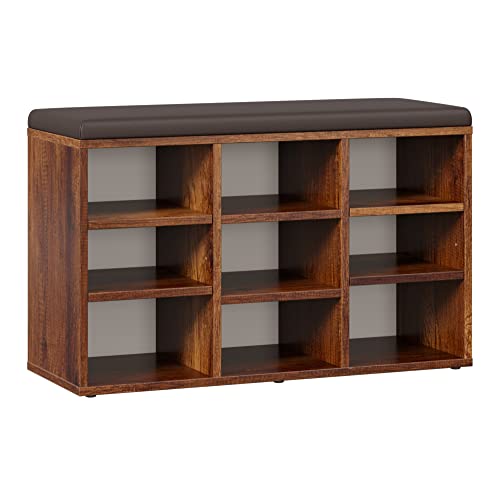 RICOO Schuhbank mit Sitzfläche & Stauraum 79x49x30cm Pressholz Eiche Dunkel, Schuhregal mit Sitzkissen WM035-EC-B, Schuhschrank mit Sitzbank Bank mit Schuhablage Garderobenbank Sitzbänke & Truhen RICOO Schuhbank mit Sitzfläche & Stauraum 79x49x30cm Pressholz Eiche Dunkel, Schuhregal mit Sitzkissen WM035-EC-B, Schuhschrank mit Sitzbank Bank mit Schuhablage Garderobenbank Sitzbänke & Truhen von RICOO