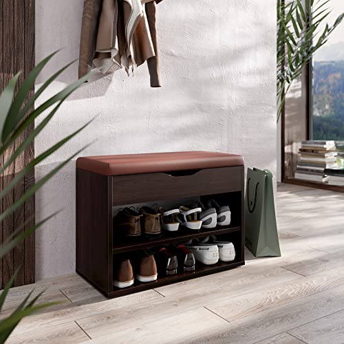 RICOO Schuhbank mit Sitzfläche & Stauraum Aufklappbar 60x42x30cm Dunkelbraun Pressholz, Schuhregal WM032-EB-B Schuhschrank mit Sitzbank Flur Bank Schuhablage Garderobenbank Sitzbänke & Truhen RICOO Schuhbank mit Sitzfläche & Stauraum Aufklappbar 60x42x30cm Dunkelbraun Pressholz, Schuhregal WM032-EB-B Schuhschrank mit Sitzbank Flur Bank Schuhablage Garderobenbank Sitzbänke & Truhen von RICOO