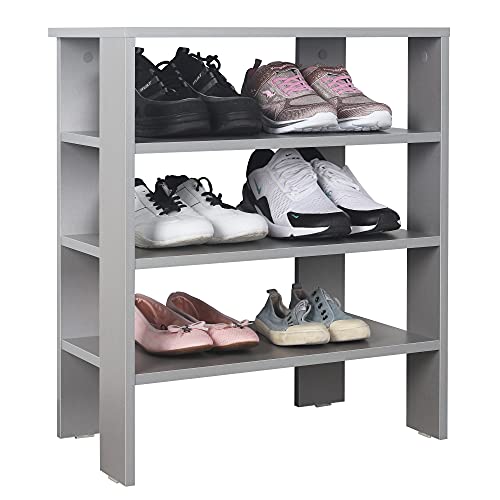 RICOO Schuhregal schmal und hoch 70x60x32cm Standregal Pressholz Grau WM039-PL, Schuhständer mit 3 Ebenen, Schuhschrank offen, Schuhablagen Flur Shoe Rack, Standregal klein, Schuhregale von RICOO