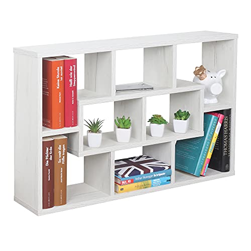RICOO Schweberegal Wand Regal Wandregal WM050-EP Wandboard 85x48x16 cm Ablage Eiche Weiss Holz Organisation Aufbewahrung Hängeregal Bücherregal Freischwebend von RICOO