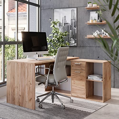 RICOO Eckschreibtisch Winkelschreibtisch 137x136x75 cm Ecktisch L-Form Groß Arbeitsplatz Eck Schreibtisch Arbeitszimmer WM081-EG Eiche Braun – Computertisch Gaming Tisch Arbeitstisch Bürotisch von RICOO