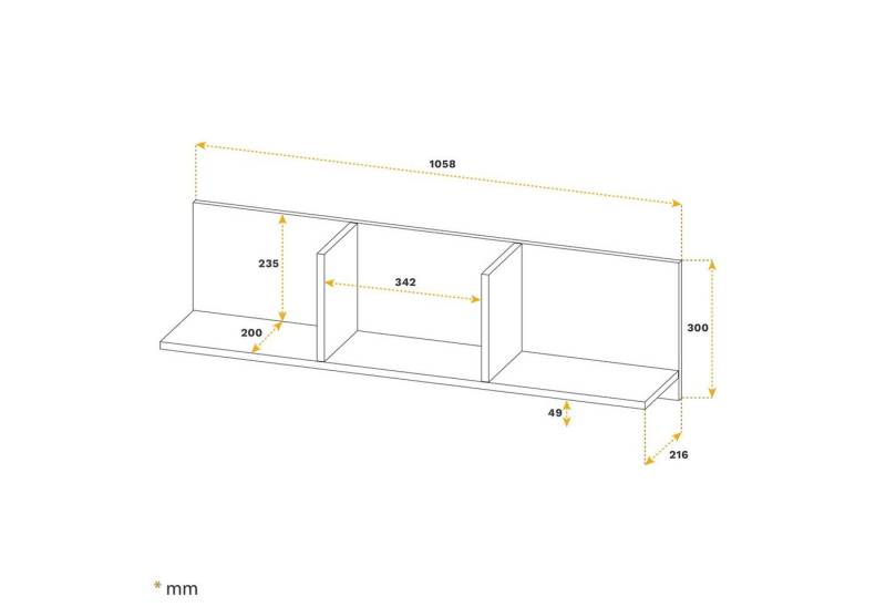 RICOO Wandboard WM014-BG, 1-tlg., schwebendes Wandregal Hängeregal Schweberegal an der Wand hängend von RICOO