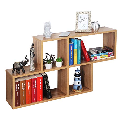 RICOO Wandregal 100 x 53 x 20 Braun Eiche Wotan, Spanplatte aus Holz, Hängereral WM051-EW, Regal Wand, Bücherregal Bilderregal Fotoregal Küchenregal Hängend Wandboard Würfelregal Schweberegal von RICOO