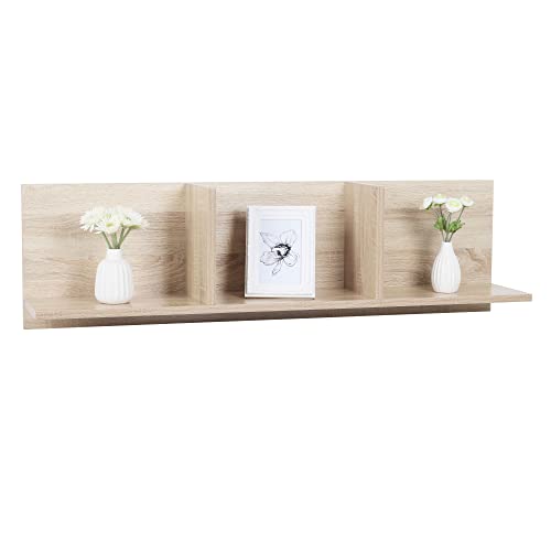RICOO Wandregal 106 x 30 x 22 Braun Sonoma Eiche, Spanplatte aus Holz, Hängereral WM014-ES, Regal Wand, Bücherregal Bilderregal Fotoregal Küchenregal Hängend Wandboard Würfelregal Schweberegal von RICOO