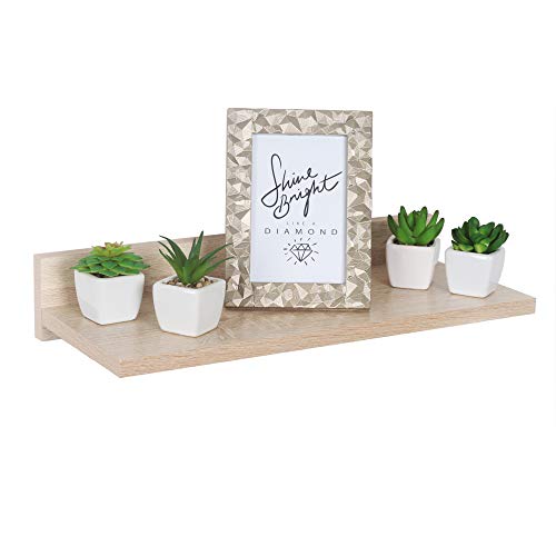 RICOO Wandregal 45 x 8 x 19 Braun Sonoma Eiche, Spanplatte aus Holz, Hängereral WM056-ES, Regal Wand Bücherregal Bilderregal Fotoregal Küchenregal Hängend Wandboard Regalbrett Schweberegal von RICOO