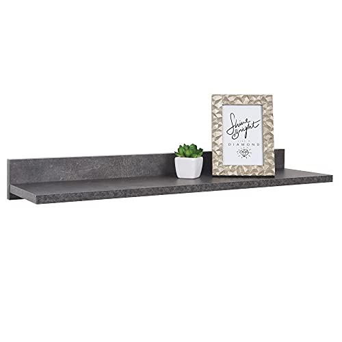 RICOO Wandregal 69 x 8 x 19 Grau Beton Optik, Spanplatte aus Holz, Hängereral WM055-BG, Regal Wand, Bücherregal Bilderregal Fotoregal Küchenregal Hängend Wandboard Regalbrett Schweberegal von RICOO