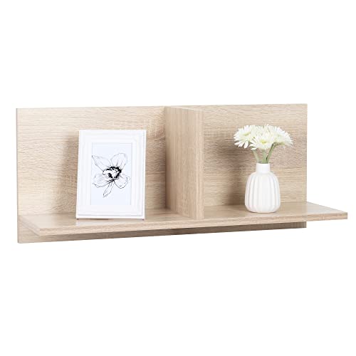 RICOO Wandregal 70 x 30 x 22 Braun Sonoma Eiche, Spanplatte aus Holz, Hängereral WM013-ES, Regal Wand, Bücherregal Bilderregal Fotoregal Küchenregal Hängend Wandboard Würfelregal Schweberegal von RICOO