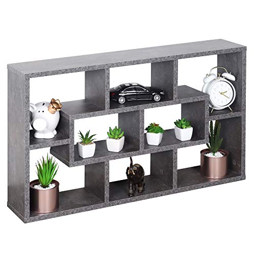 RICOO Wandregal 85x48x16 cm Bücherregal Beton WM050-BG Optik Holz kleines Hängeregal Schweberegal von RICOO