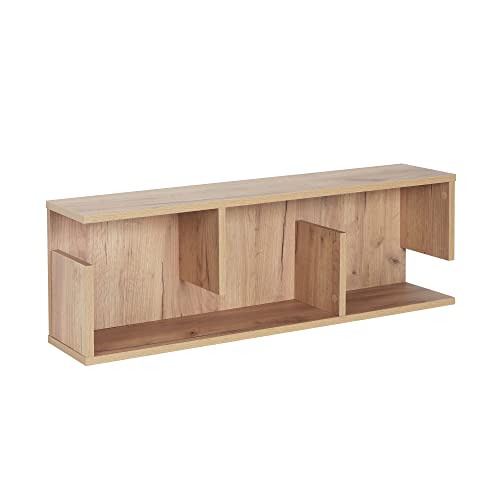 RICOO Wandregal 90 x 30 x 20 cm Hängeregal WM011-EG Braun Eiche Gold Schweberegal von RICOO