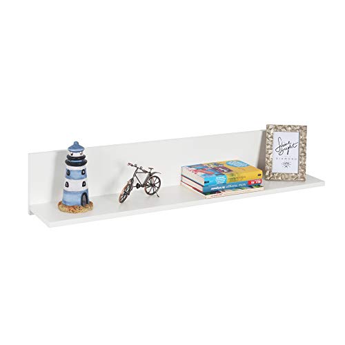 RICOO Wandregal 98 x 19 x 19 Weiß Matt, Spanplatte aus Holz, Hängereral WM052-WM, Regal Wand, Bücherregal Bilderregal Fotoregal Küchenregal Hängend Wandboard Regalbrett Schweberegal von RICOO
