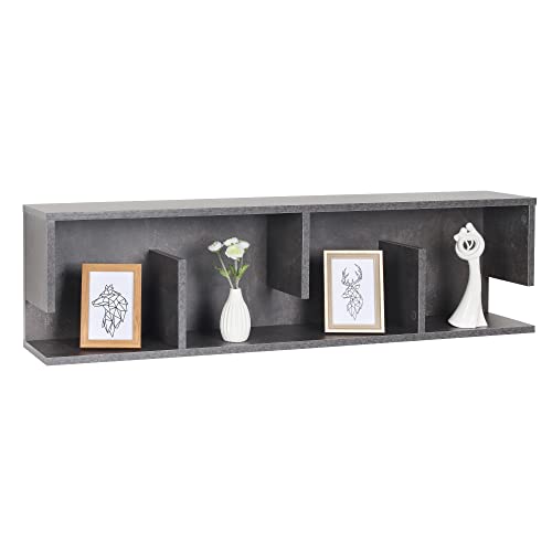 RICOO Wandregal Grau 111 x 30 x 20 cm Hängeregal WM012-BG Beton Optik Schweberegal von RICOO