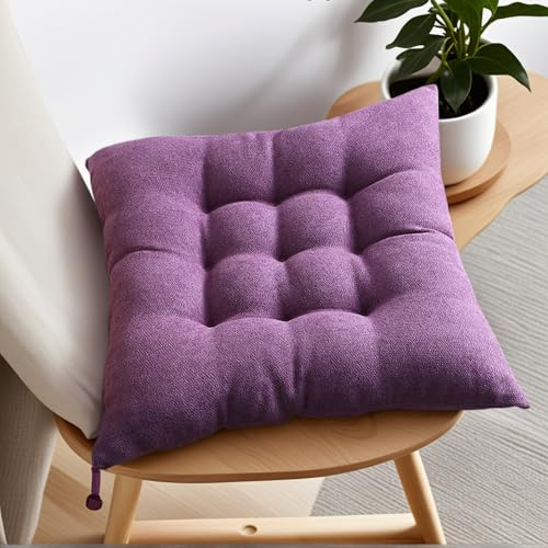Polyester Stuhlpolster Aus PP Baumwolle Quadratisch 40 X 40 cm Große Sitzpolster Für Esszimmerstühle Verdickt Sitzkissen Für Drinnen Draußen Mit 9 Stichen Und Bändern,E,6 Count(Pack of 1) von RICPYOIU