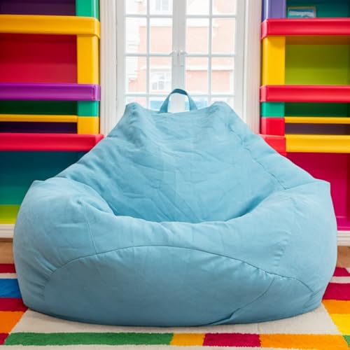 RICPYOIU Großer Sitzsack Für Erwachsene Ohne Füllung Sitzsackbezug Polyester Weich Birnenförmig Möbelbezug Für Wohnzimmer Schlafzimmer Ohne Futter,Blau,80 * 90cm von RICPYOIU