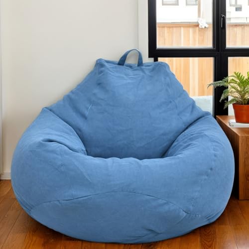 RICPYOIU Großer Sitzsack Für Erwachsene Ohne Füllung Sitzsackbezug Polyester Weich Birnenförmig Möbelbezug Für Wohnzimmer Schlafzimmer Ohne Futter,Blue 1,105 * 115cm von RICPYOIU