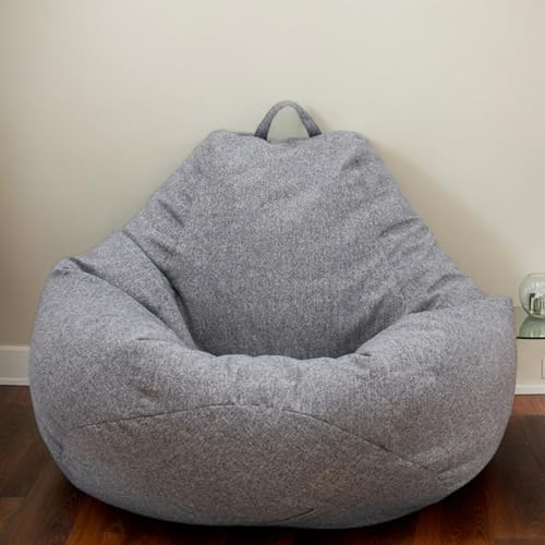 RICPYOIU Großer Sitzsack Für Erwachsene Ohne Füllung Sitzsackbezug Polyester Weich Birnenförmig Möbelbezug Für Wohnzimmer Schlafzimmer Ohne Futter,Dark Grey,80 * 90cm von RICPYOIU