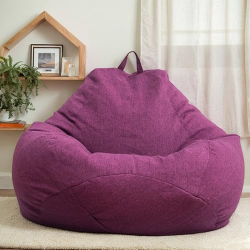 RICPYOIU Großer Sitzsack Für Erwachsene Ohne Füllung Sitzsackbezug Polyester Weich Birnenförmig Möbelbezug Für Wohnzimmer Schlafzimmer Ohne Futter,Lila,90 * 110cm von RICPYOIU