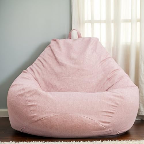 RICPYOIU Großer Sitzsack Für Erwachsene Ohne Füllung Sitzsackbezug Polyester Weich Birnenförmig Möbelbezug Für Wohnzimmer Schlafzimmer Ohne Futter,Rosa,80 * 90cm von RICPYOIU