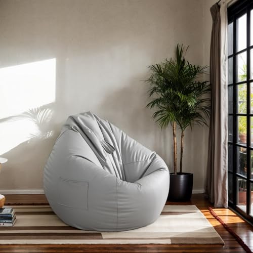 RICPYOIU Sitzsack Für Erwachsene Großer 3-Fuß Ohne Füllung Hülle Aus Weichem Polyester Birnenförmig Waschbar Geeignet Für Wohnzimmer Und Möbelbezug Im Schlafzimmer,S,110 * 120cm von RICPYOIU