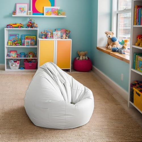 RICPYOIU Sitzsack-Stuhl Ohne Füllung Runde Sitzsackhülle Aus Weichem Polyester Bodensofa Mit Griff Für Erwachsene Und Jugendliche Für Garten Im Freien,A,100 * 110cm von RICPYOIU