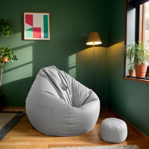 RICPYOIU Sitzsack-Stuhl Ohne Füllung Runde Sitzsackhülle Aus Weichem Polyester Bodensofa Mit Griff Für Erwachsene Und Jugendliche Für Garten Im Freien,B,90 * 100cm von RICPYOIU