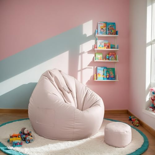 RICPYOIU Sitzsack-Stuhl Ohne Füllung Runde Sitzsackhülle Aus Weichem Polyester Bodensofa Mit Griff Für Erwachsene Und Jugendliche Für Garten Im Freien,C,100 * 110cm von RICPYOIU