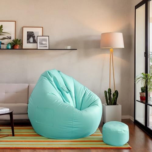 RICPYOIU Sitzsack-Stuhl Ohne Füllung Runde Sitzsackhülle Aus Weichem Polyester Bodensofa Mit Griff Für Erwachsene Und Jugendliche Für Garten Im Freien,D,100 * 110cm von RICPYOIU