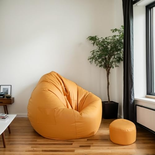 RICPYOIU Sitzsack-Stuhl Ohne Füllung Runde Sitzsackhülle Aus Weichem Polyester Bodensofa Mit Griff Für Erwachsene Und Jugendliche Für Garten Im Freien,F,120 * 140cm von RICPYOIU