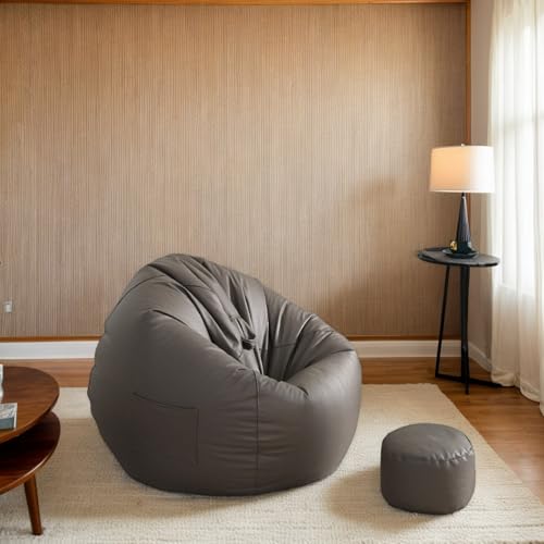 RICPYOIU Sitzsack-Stuhl Ohne Füllung Runde Sitzsackhülle Aus Weichem Polyester Bodensofa Mit Griff Für Erwachsene Und Jugendliche Für Garten Im Freien,G,110 * 120cm von RICPYOIU