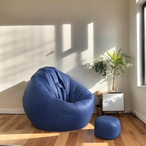 RICPYOIU Sitzsack-Stuhl Ohne Füllung Runde Sitzsackhülle Aus Weichem Polyester Bodensofa Mit Griff Für Erwachsene Und Jugendliche Für Garten Im Freien,H,120 * 140cm von RICPYOIU