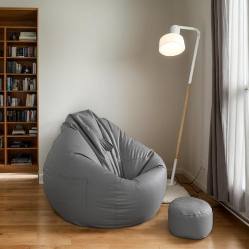 RICPYOIU Sitzsack-Stuhl Ohne Füllung Runde Sitzsackhülle Aus Weichem Polyester Bodensofa Mit Griff Für Erwachsene Und Jugendliche Für Garten Im Freien,I,110 * 120cm von RICPYOIU