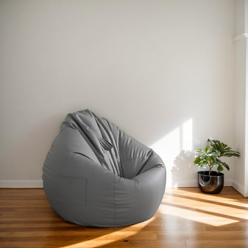 RICPYOIU Sitzsack-Stuhl Runde Hülle Ohne Füllung Aus Weichem Polyester Bodensofa Mit Griff Für Erwachsene Und Jugendliche Für Den Außenbereich Garten,L,90 * 100cm von RICPYOIU