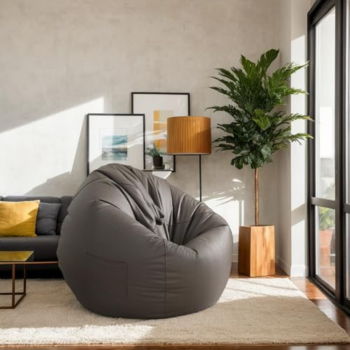 RICPYOIU Sitzsack-Stuhl Runde Hülle Ohne Füllung Aus Weichem Polyester Bodensofa Mit Griff Für Erwachsene Und Jugendliche Für Den Außenbereich Garten,N,120 * 140cm von RICPYOIU