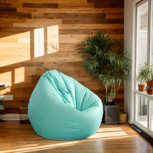 RICPYOIU Sitzsack-Stuhl Runde Hülle Ohne Füllung Aus Weichem Polyester Bodensofa Mit Griff Für Erwachsene Und Jugendliche Für Den Außenbereich Garten,Q,110 * 120cm von RICPYOIU
