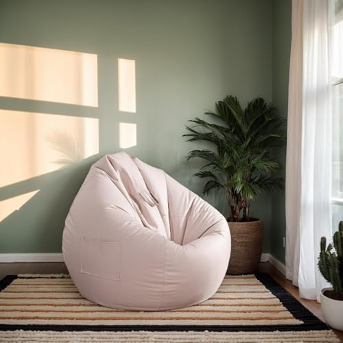 RICPYOIU Sitzsack-Stuhl Runde Hülle Ohne Füllung Aus Weichem Polyester Bodensofa Mit Griff Für Erwachsene Und Jugendliche Für Den Außenbereich Garten,R,120 * 140cm von RICPYOIU