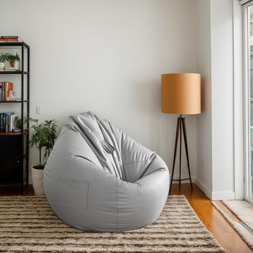 RICPYOIU Sitzsack-Stuhl Runde Hülle Ohne Füllung Aus Weichem Polyester Bodensofa Mit Griff Für Erwachsene Und Jugendliche Für Den Außenbereich Garten,S,90 * 100cm von RICPYOIU