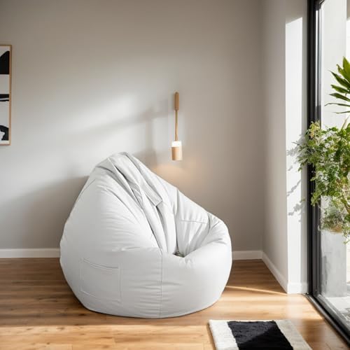 RICPYOIU Sitzsack-Stuhl Runde Hülle Ohne Füllung Aus Weichem Polyester Bodensofa Mit Griff Für Erwachsene Und Jugendliche Für Den Außenbereich Garten,T,90 * 100cm von RICPYOIU